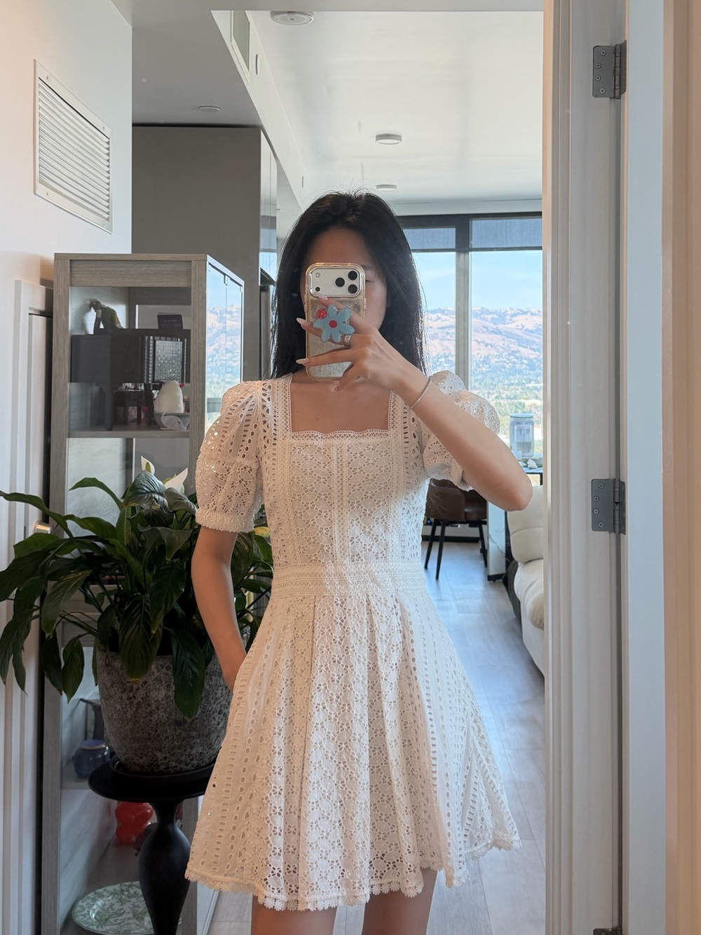 Self- Portrait Mini Dress in White